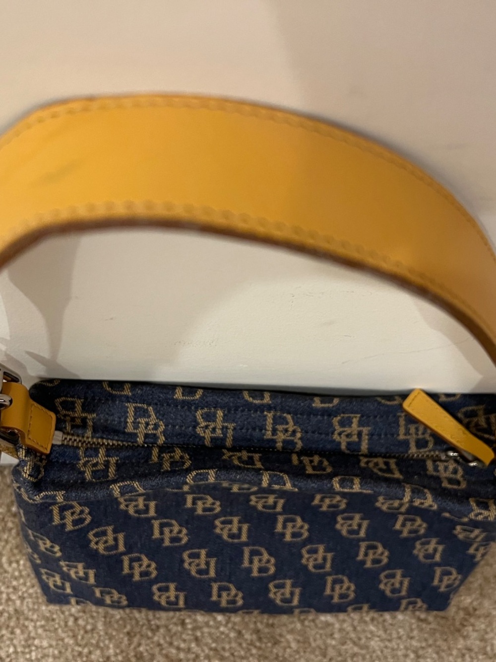 Vintage Dooney & Bourke Denim Monogram Pochette Shoulder Bag - Picture 4 of 4